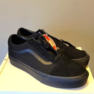 All black platform Vans